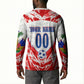 Custom Haiti Football Champions Button Sweatshirt Haitian Soccer Fan - Tanbou Drums Tropical Flowers