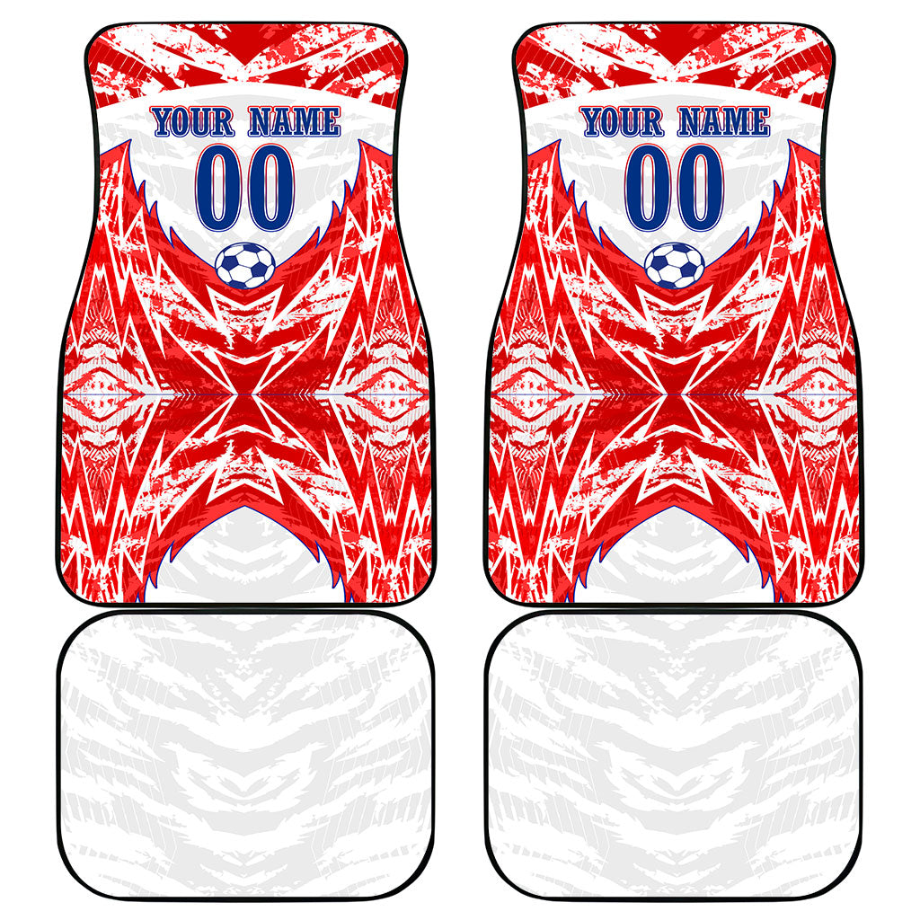 Custom Haiti Football Champions Car Mats Haitian Soccer Fan - Tanbou Drums Tropical Flowers