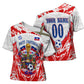 Custom Haiti Football Champions Cross Shoulder Shirt Haitian Soccer Fan - Tanbou Drums Tropical Flowers