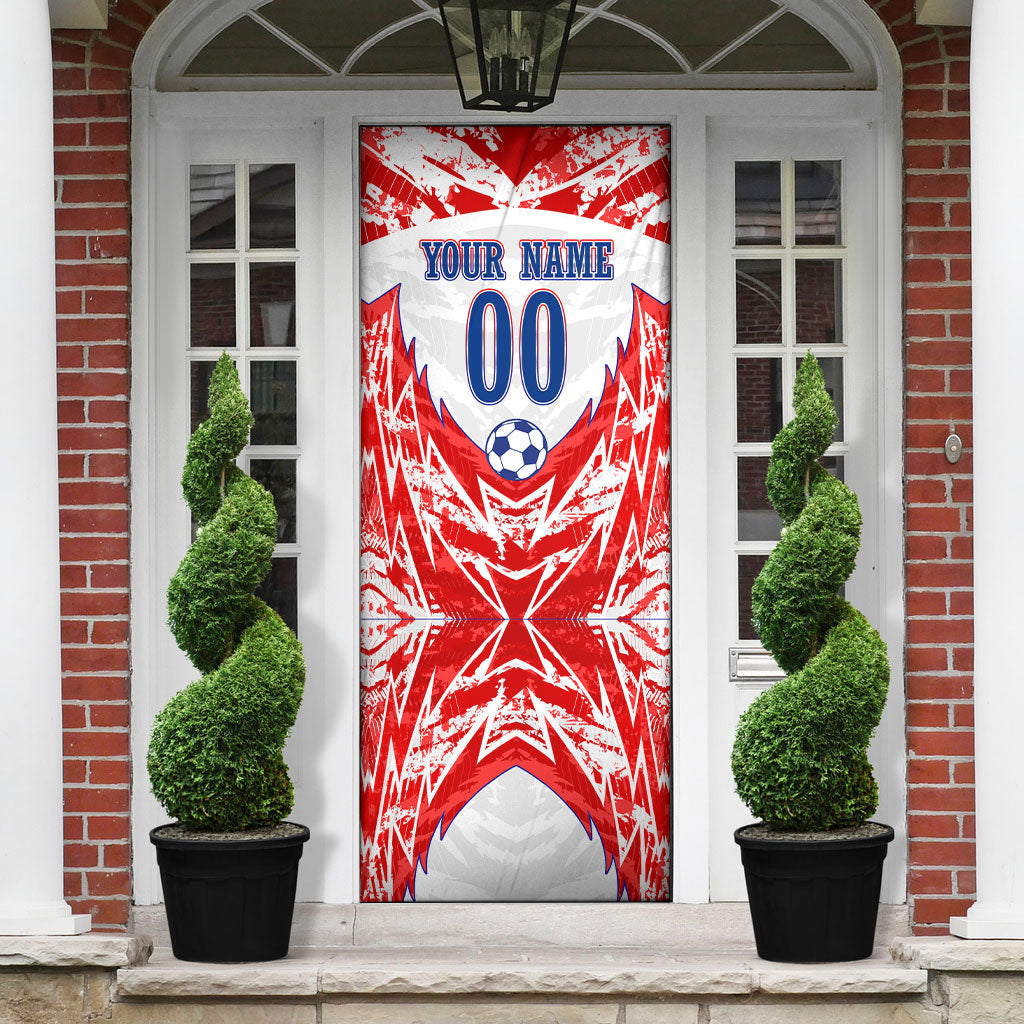 Custom Haiti Football Champions Door Cover Haitian Soccer Fan - Tanbou Drums Tropical Flowers