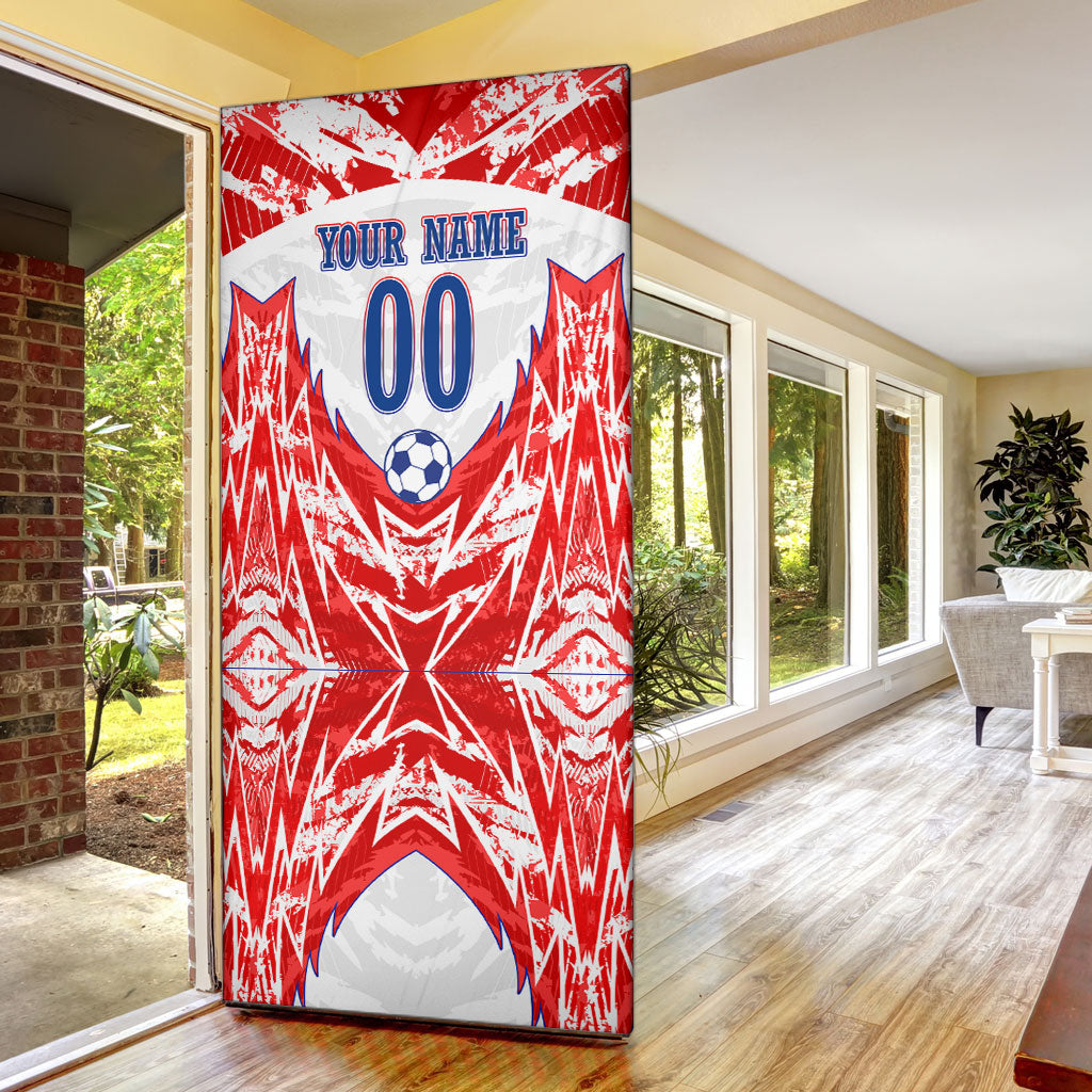 Custom Haiti Football Champions Door Cover Haitian Soccer Fan - Tanbou Drums Tropical Flowers