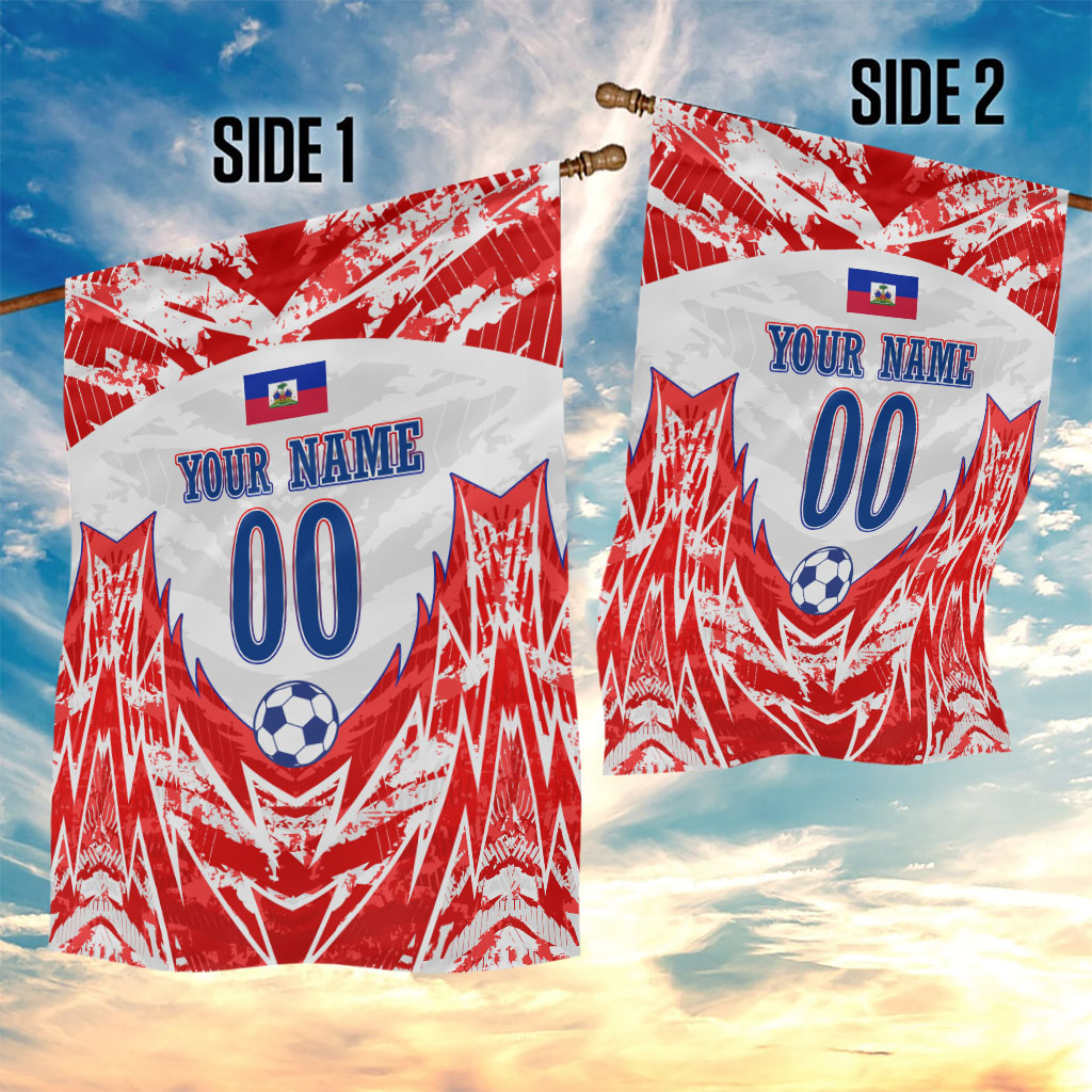 Custom Haiti Football Champions Garden Flag Haitian Soccer Fan - Tanbou Drums Tropical Flowers