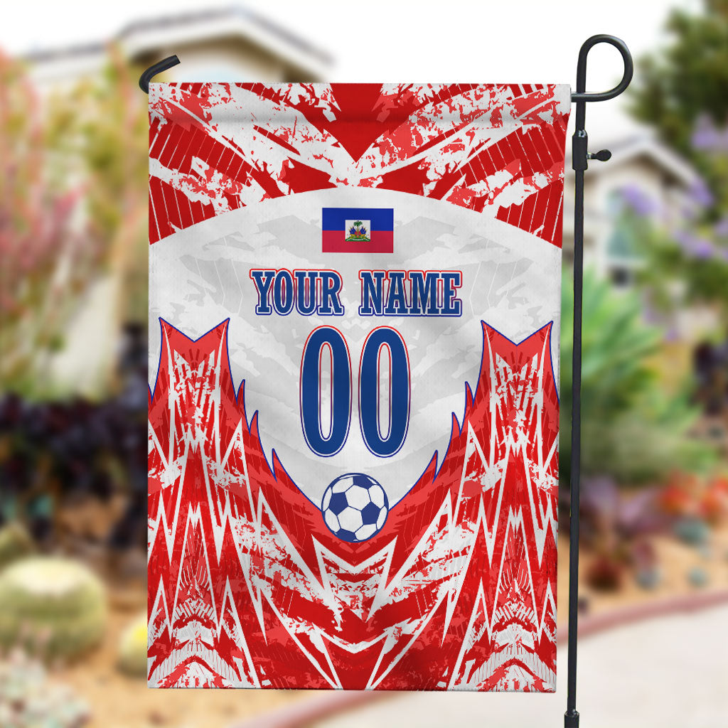 Custom Haiti Football Champions Garden Flag Haitian Soccer Fan - Tanbou Drums Tropical Flowers
