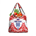 Custom Haiti Football Champions Grocery Bag Haitian Soccer Fan - Tanbou Drums Tropical Flowers