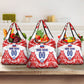 Custom Haiti Football Champions Grocery Bag Haitian Soccer Fan - Tanbou Drums Tropical Flowers