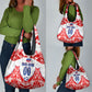 Custom Haiti Football Champions Grocery Bag Haitian Soccer Fan - Tanbou Drums Tropical Flowers