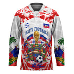 Custom Haiti Football Champions Hockey Jersey Haitian Soccer Fan - Tanbou Drums Tropical Flowers