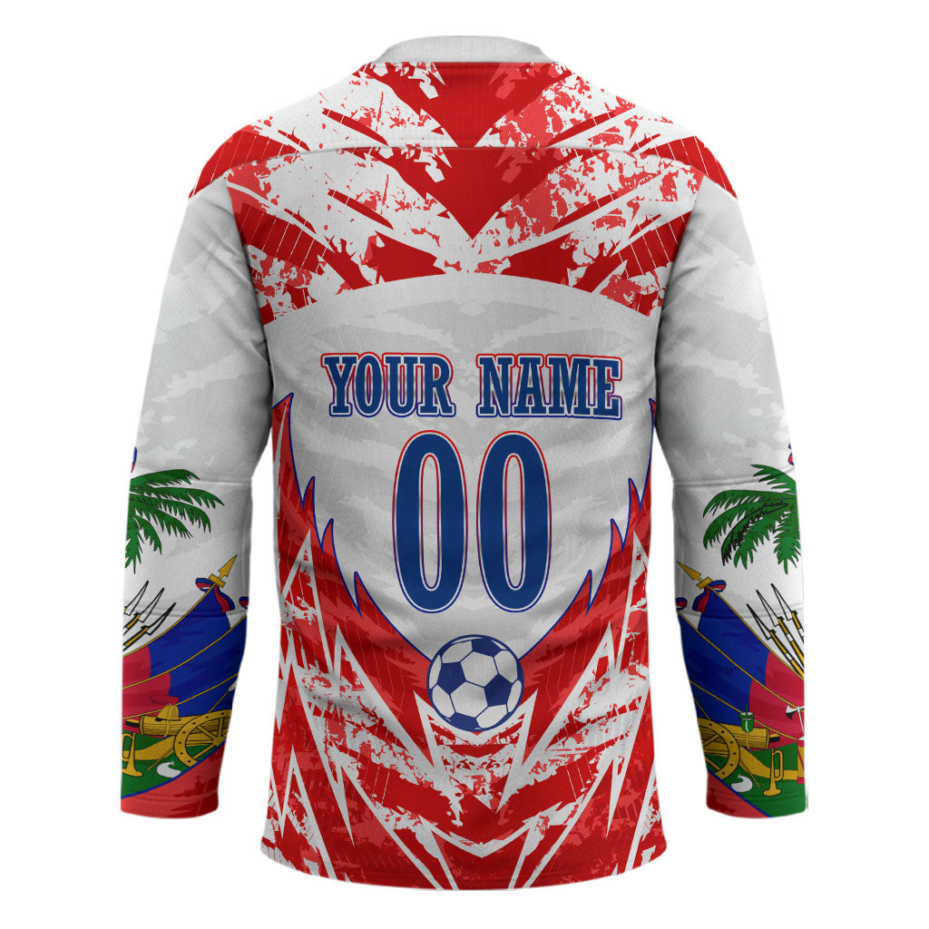 Custom Haiti Football Champions Hockey Jersey Haitian Soccer Fan - Tanbou Drums Tropical Flowers
