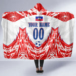 Custom Haiti Football Champions Hooded Blanket Haitian Soccer Fan - Tanbou Drums Tropical Flowers