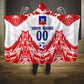 Custom Haiti Football Champions Hooded Blanket Haitian Soccer Fan - Tanbou Drums Tropical Flowers