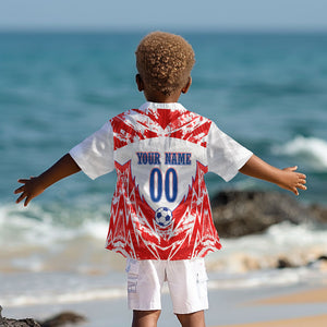 Custom Haiti Football Champions Kid Hawaiian Shirt Haitian Soccer Fan - Tanbou Drums Tropical Flowers