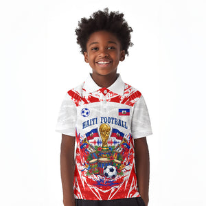 Custom Haiti Football Champions Kid Polo Shirt Haitian Soccer Fan - Tanbou Drums Tropical Flowers