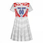Custom Haiti Football Champions Kid Short Sleeve Dress Haitian Soccer Fan - Tanbou Drums Tropical Flowers