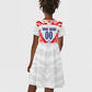 Custom Haiti Football Champions Kid Short Sleeve Dress Haitian Soccer Fan - Tanbou Drums Tropical Flowers