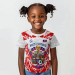Custom Haiti Football Champions Kid T shirt Haitian Soccer Fan - Tanbou Drums Tropical Flowers