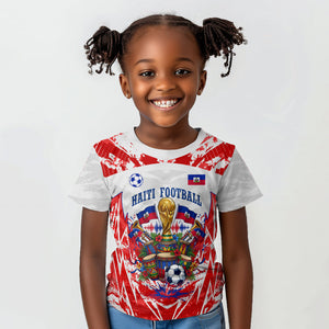 Custom Haiti Football Champions Kid T shirt Haitian Soccer Fan - Tanbou Drums Tropical Flowers