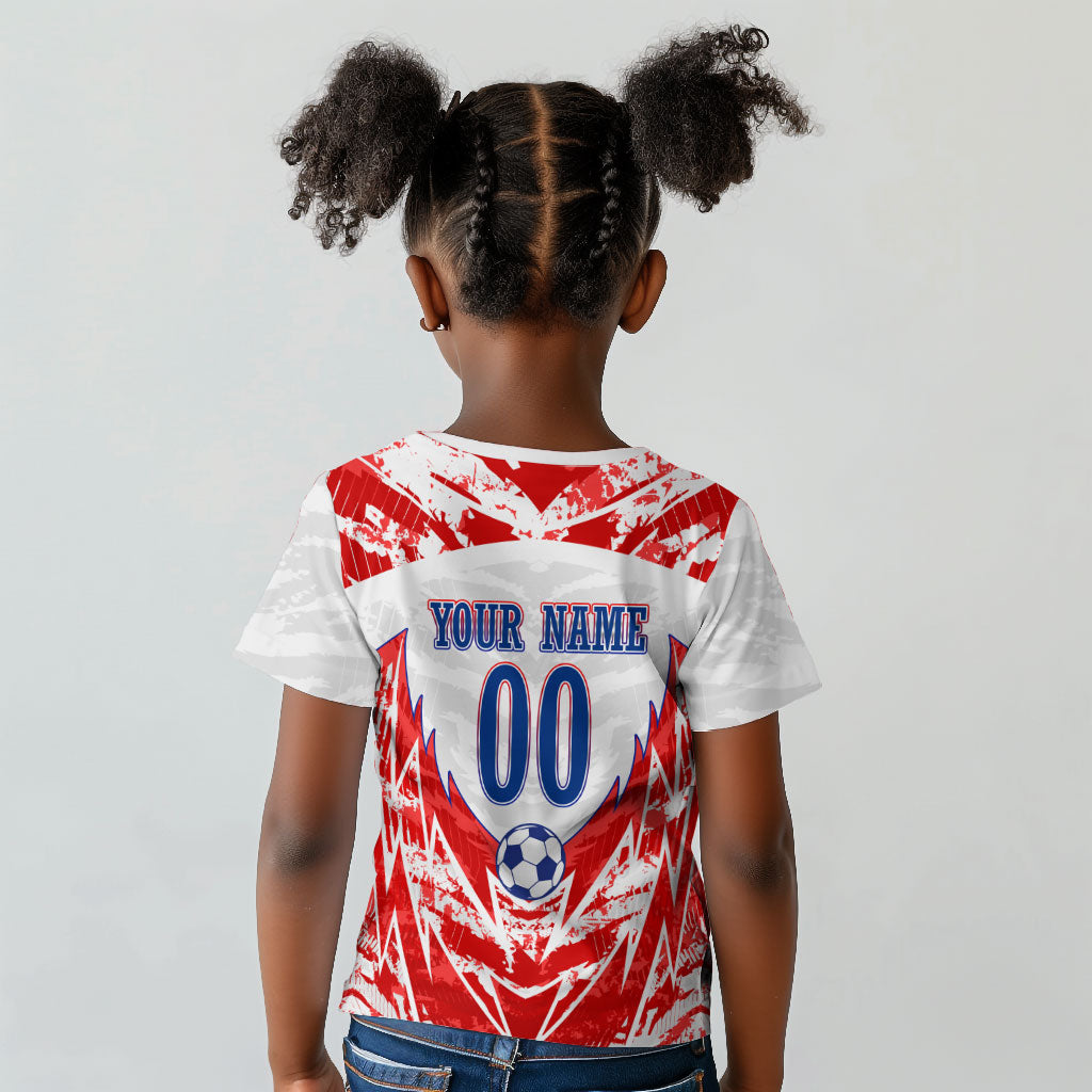 Custom Haiti Football Champions Kid T shirt Haitian Soccer Fan - Tanbou Drums Tropical Flowers
