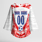 Custom Haiti Football Champions Kimono Sleeve Blouse Haitian Soccer Fan - Tanbou Drums Tropical Flowers