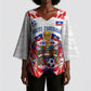 Custom Haiti Football Champions Kimono Sleeve Blouse Haitian Soccer Fan - Tanbou Drums Tropical Flowers