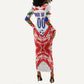 Custom Haiti Football Champions Long Sleeve Bodycon Dress Haitian Soccer Fan - Tanbou Drums Tropical Flowers