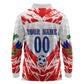 Custom Haiti Football Champions Long Sleeve Polo Shirt Haitian Soccer Fan - Tanbou Drums Tropical Flowers