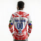 Custom Haiti Football Champions Long Sleeve Polo Shirt Haitian Soccer Fan - Tanbou Drums Tropical Flowers
