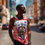 Custom Haiti Football Champions Men Tank Top Haitian Soccer Fan - Tanbou Drums Tropical Flowers