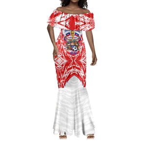 Custom Haiti Football Champions Mermaid Dress Haitian Soccer Fan - Tanbou Drums Tropical Flowers