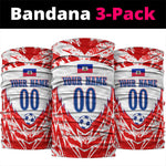 Custom Haiti Football Champions Neck Gaiter Haitian Soccer Fan - Tanbou Drums Tropical Flowers