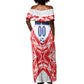 Custom Haiti Football Champions Off Shoulder Maxi Dress Haitian Soccer Fan - Tanbou Drums Tropical Flowers