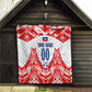 Custom Haiti Football Champions Quilt Haitian Soccer Fan - Tanbou Drums Tropical Flowers