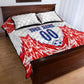 Custom Haiti Football Champions Quilt Bed Set Haitian Soccer Fan - Tanbou Drums Tropical Flowers