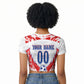 Custom Haiti Football Champions Raglan Cropped T shirt Haitian Soccer Fan - Tanbou Drums Tropical Flowers