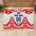 Custom Haiti Football Champions Rubber Doormat Haitian Soccer Fan - Tanbou Drums Tropical Flowers