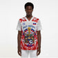 Custom Haiti Football Champions Scrub Top Haitian Soccer Fan - Tanbou Drums Tropical Flowers