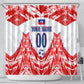 Custom Haiti Football Champions Shower Curtain Haitian Soccer Fan - Tanbou Drums Tropical Flowers