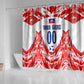 Custom Haiti Football Champions Shower Curtain Haitian Soccer Fan - Tanbou Drums Tropical Flowers