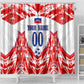 Custom Haiti Football Champions Shower Curtain Haitian Soccer Fan - Tanbou Drums Tropical Flowers