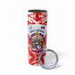 Custom Haiti Football Champions Skinny Tumbler Haitian Soccer Fan - Tanbou Drums Tropical Flowers