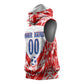 Custom Haiti Football Champions Sleeveless Hoodie Haitian Soccer Fan - Tanbou Drums Tropical Flowers