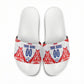 Custom Haiti Football Champions Slide Sandals Haitian Soccer Fan - Tanbou Drums Tropical Flowers