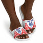 Custom Haiti Football Champions Slide Sandals Haitian Soccer Fan - Tanbou Drums Tropical Flowers