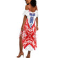 Custom Haiti Football Champions Summer Maxi Dress Haitian Soccer Fan - Tanbou Drums Tropical Flowers