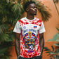 Custom Haiti Football Champions T shirt Haitian Soccer Fan - Tanbou Drums Tropical Flowers