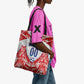 Custom Haiti Football Champions Tote Bag Haitian Soccer Fan - Tanbou Drums Tropical Flowers