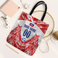 Custom Haiti Football Champions Tote Bag Haitian Soccer Fan - Tanbou Drums Tropical Flowers