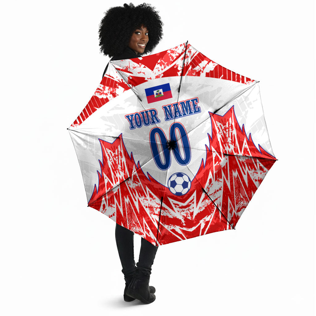 Custom Haiti Football Champions Umbrella Haitian Soccer Fan - Tanbou Drums Tropical Flowers