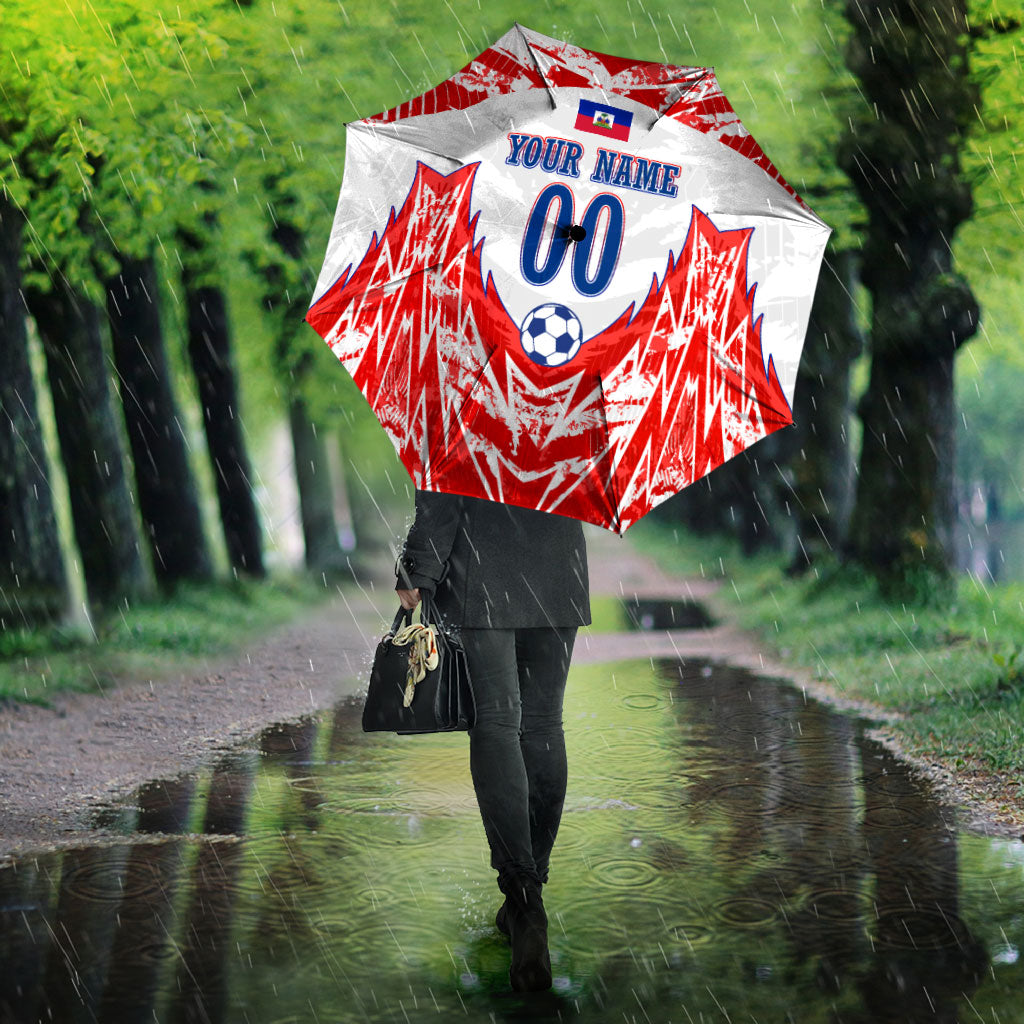 Custom Haiti Football Champions Umbrella Haitian Soccer Fan - Tanbou Drums Tropical Flowers