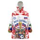 Custom Haiti Football Champions Wearable Blanket Hoodie Haitian Soccer Fan - Tanbou Drums Tropical Flowers