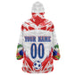 Custom Haiti Football Champions Wearable Blanket Hoodie Haitian Soccer Fan - Tanbou Drums Tropical Flowers